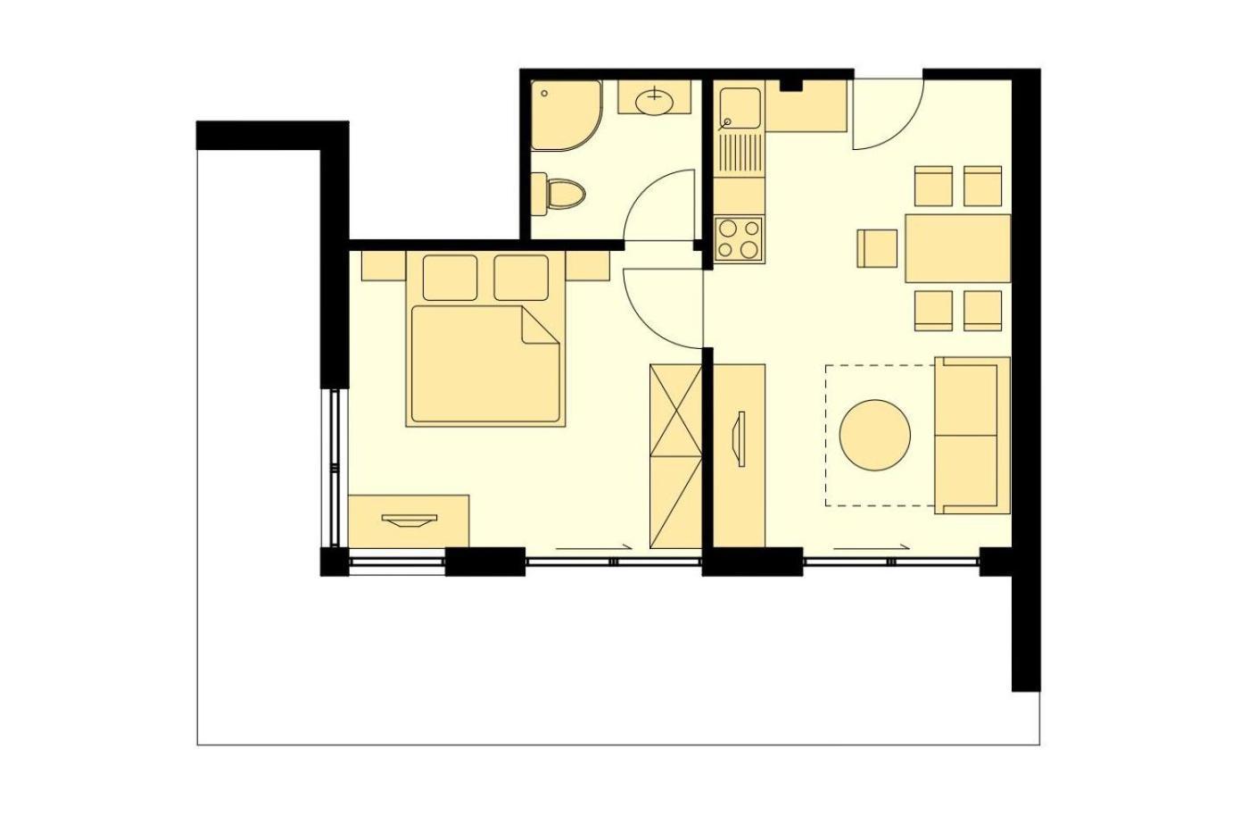 Appartement met 1 Slaapkamer en een Balkon